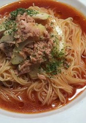 【簡単】トマトジュースで作る冷製パスタ-レシピのメイン写真