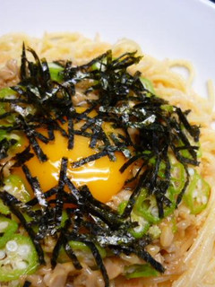 基本のたらこスパゲティとオクラ納豆-レシピのメイン写真