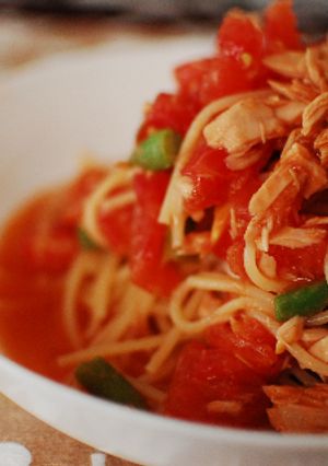簡単！トマトとインゲン豆の冷製スパゲティ-レシピのメイン写真