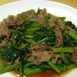 つるむらさきと牛肉のオイスターソース炒め