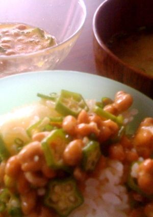 【朝食】たまご・納豆・オクラ【昼食】-レシピのメイン写真