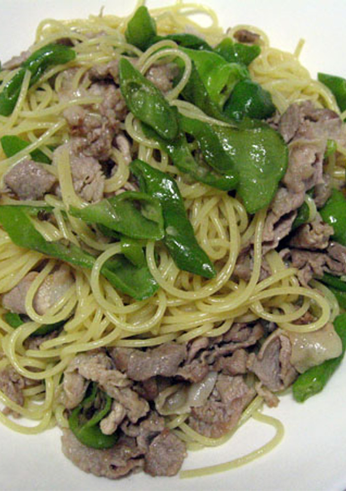 万願寺（甘長とうがらし）と豚肉のパスタ-レシピのメイン写真