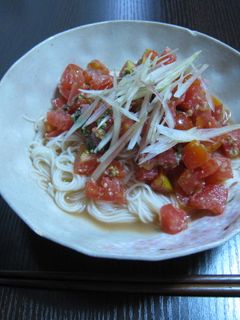ランチに☆トマト&明太子ぶっかけそうめん-レシピのメイン写真