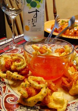 ゴーヤ&エビ&さつまいものかき揚げ-レシピのメイン写真