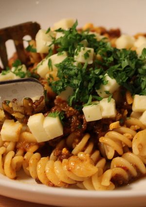 卵とチーズの♫ドライカレー♫パスタ-レシピのメイン写真