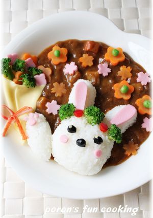 花束うさぎ✿デコカレー-レシピのメイン写真
