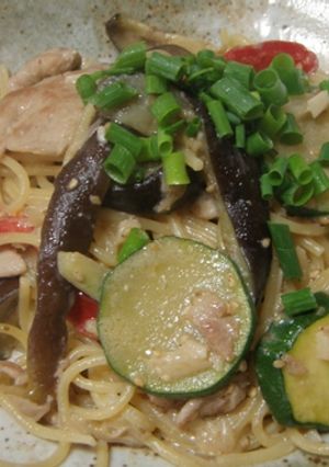 なすと豚肉のゴママヨパスタ-レシピのメイン写真