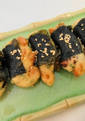 やまと芋とお豆の磯辺揚げ♪シソ入り♪-レシピのメイン写真