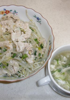 冷しゃぶサラダと中華スープ-レシピのメイン写真