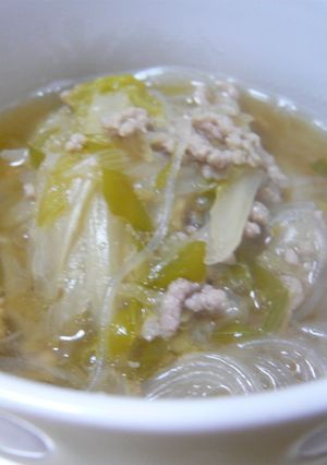 豚ひき肉と白菜のネギたっぷりスープ-レシピのメイン写真