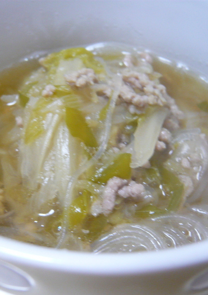 豚ひき肉と白菜のネギたっぷりスープ-レシピのメイン写真