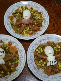 家族3人のデコカレー-レシピのメイン写真