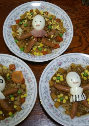 家族3人のデコカレー-レシピのメイン写真