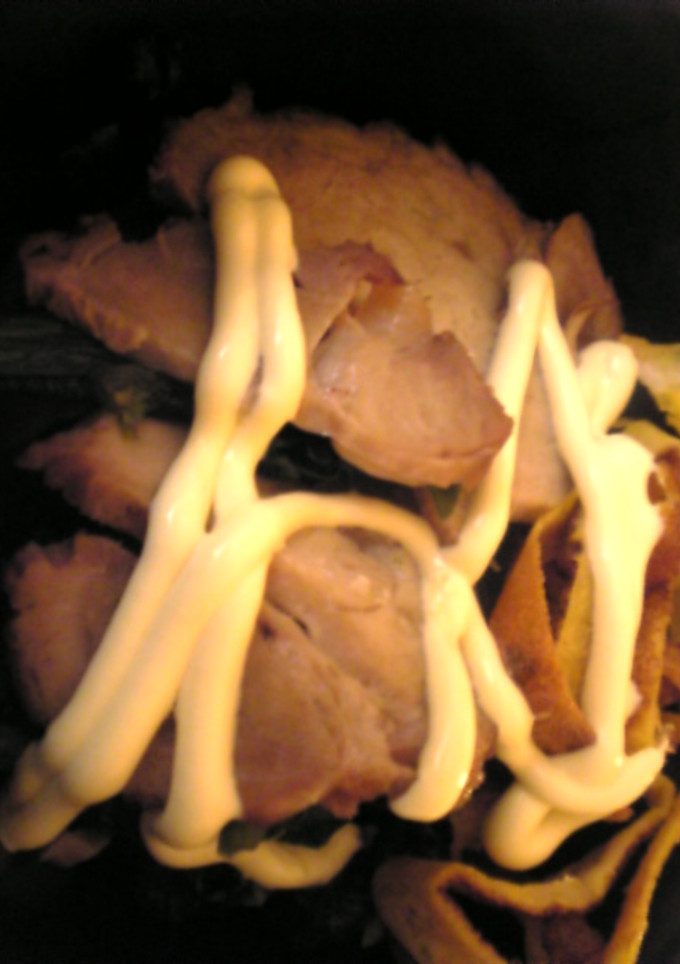 焼き豚とほうれん草と卵のめんつゆマヨ丼-レシピのメイン写真