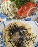 スパゲッティで自家製スープの冷し中華