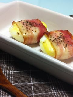お弁当・おつまみに♡ゆで卵マヨベーコン巻-レシピのメイン写真