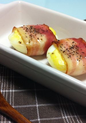 お弁当・おつまみに♡ゆで卵マヨベーコン巻-レシピのメイン写真