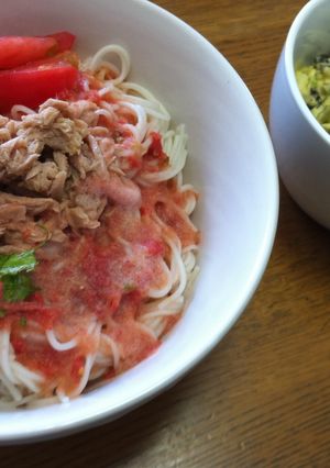 冷凍カッチカチトマトで素麺～～-レシピのメイン写真