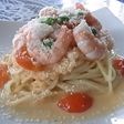 サッパリ冷製☆海老のトマトクリームパスタ