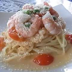 รูปของ サッパリ冷製☆海老のトマトクリームパスタ