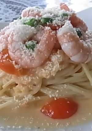 サッパリ冷製☆海老のトマトクリームパスタ-レシピのメイン写真