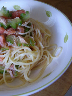 ゴーヤとトマトの冷たい和風パスタ-レシピのメイン写真