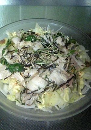 豚肉の薬味塩昆布和え乗せサラダ-レシピのメイン写真