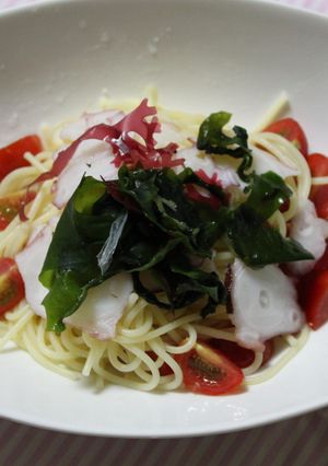 たことトマトの冷製パスタ（サラダでも良し-レシピのメイン写真