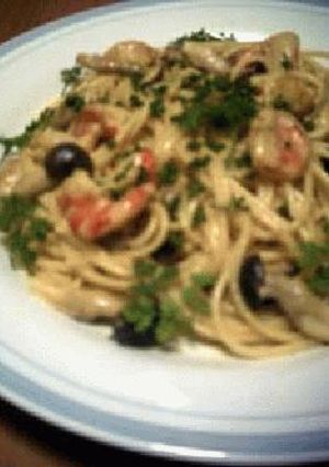 パスタ・えび＋キノコのカレークリームソース　-レシピのメイン写真