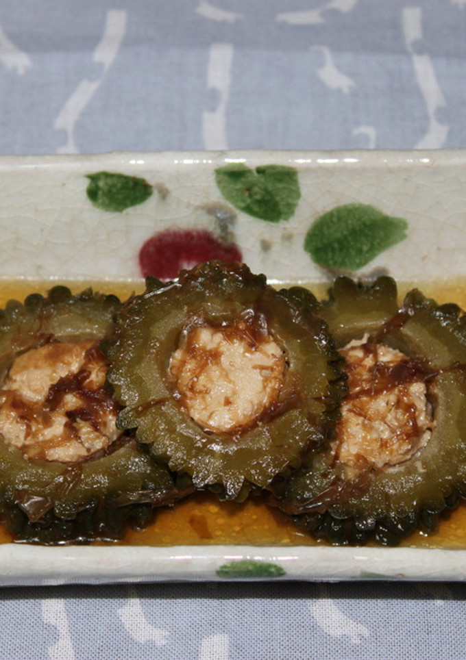 ゴーヤの肉詰め かつおでさっと煮-レシピのメイン写真