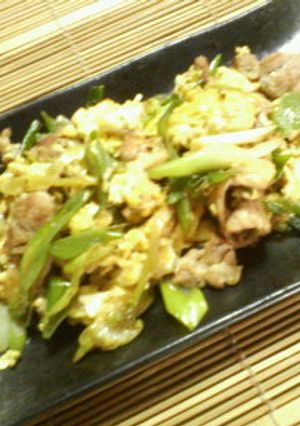 節約~☆豚コマ肉でネギ塩卵炒め-レシピのメイン写真