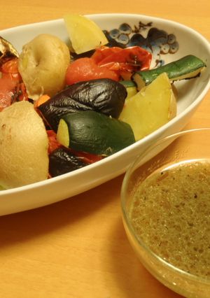 焼いた夏野菜をわさびドレッシングで-レシピのメイン写真