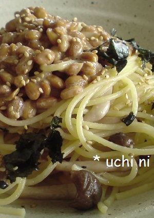 ねぎ＆しめじ入り 納豆スパゲッティ-レシピのメイン写真