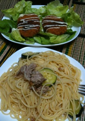 簡単！ズッキーニと豚肉のパスタ-レシピのメイン写真