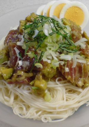 マグロとアボカドのわさび醤油そうめん-レシピのメイン写真
