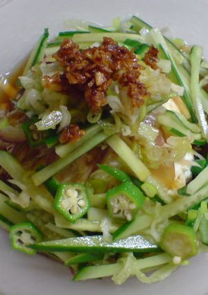 夏野菜の冷奴にんにくラー油のせ-レシピのメイン写真