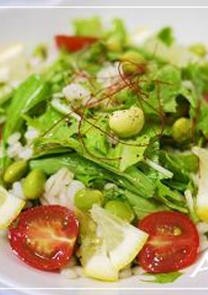 ☆押麦＆水菜のレモンドレッシングサラダ☆-レシピのメイン写真