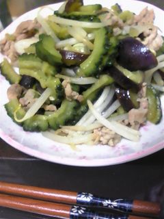 ゴーヤとナスのにんにく炒め-レシピのメイン写真