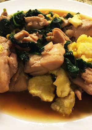 ほうれん草と鶏肉と卵の炒め物-レシピのメイン写真