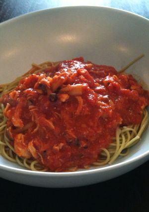 ササミしめじゴボウの具だらけトマトパスタ-レシピのメイン写真