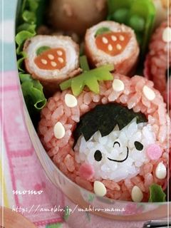 キャラ弁に☆肉巻きいちごちゃん♪-レシピのメイン写真