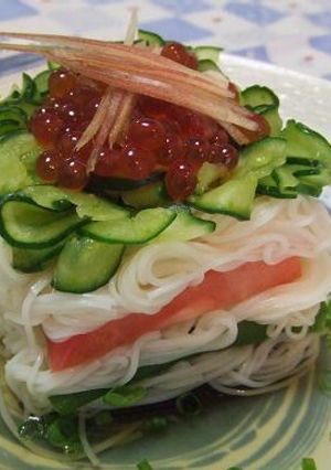 夏のご馳走★そうめんミルフィーユ-レシピのメイン写真
