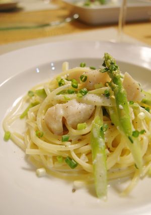 ほたてとアスパラのチーズクリームパスタ-レシピのメイン写真