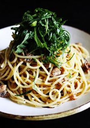 さんま塩焼と梅と大葉のパスタ。-レシピのメイン写真