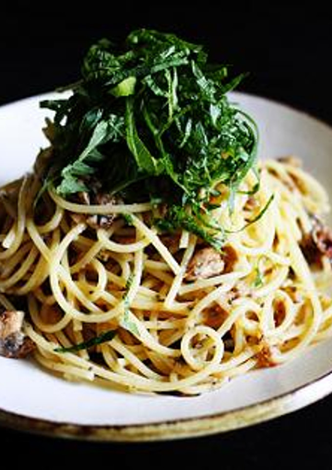 さんま塩焼と梅と大葉のパスタ。-レシピのメイン写真