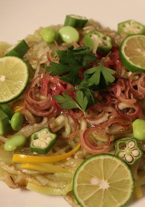 夏に♡なすとズッキーニの♪翡翠そうめん-レシピのメイン写真