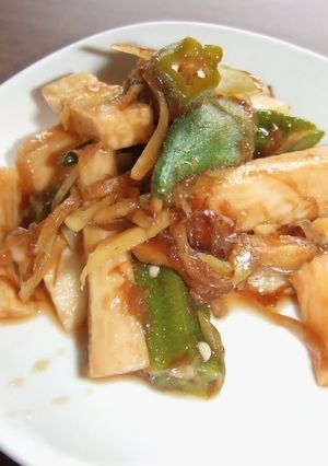 長いもとオクラのめんポン和え♪-レシピのメイン写真