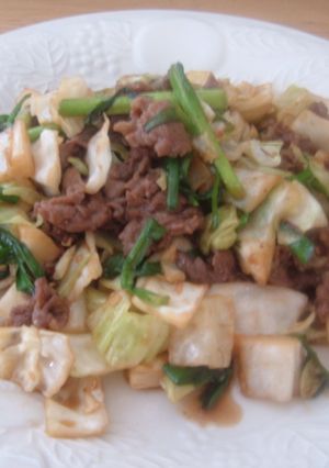 牛肉&キャベツ&韮★オイスターソース風味-レシピのメイン写真