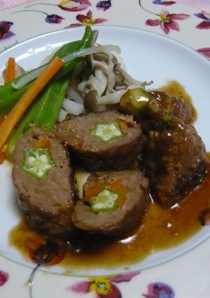 オクラ de 簡単ミートロール風♪-レシピのメイン写真