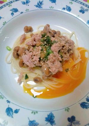 納豆とﾂﾅのｻｯﾊﾟﾘ冷製ぱすた-レシピのメイン写真